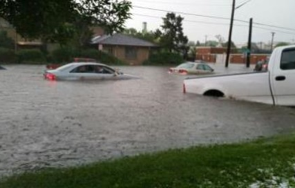 flooding in north denver neighborhood